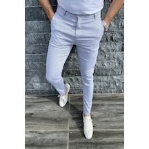 Oksit Zoom 108 Desenli Slim Fit Likralı Keten Pantolon