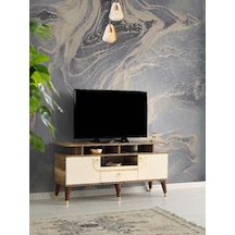 110 CM ART RAFLI MDF MEBRAN KAPAK TV SEHPASI PASİFİK CEVİZ - GOLD