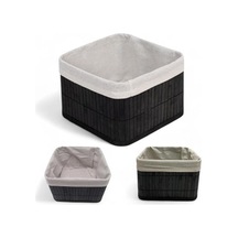 Deconox Bambu Çok Amaçlı Saklama Kutusu Düzenleyici Kare Organizer, Dekoratif Bambu Düzenleyici Siyah 20x20x13cm