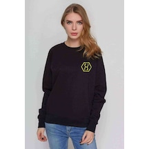 Altered Carbon Logo Eskitme Baskılı Siyah Kadın Sweatshirt (528368154)