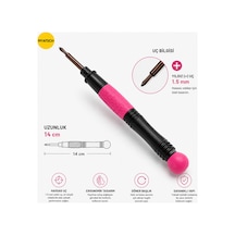 Profesyonel Hassas Cep Telefonu Tamir Tornavidası 1.5 Mm Yıldız + Uçlu 14 Cm No.671 Pembe Siyah
