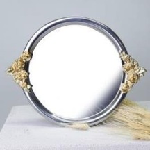 Selim Dekor Rose Metal Yuvarlak Tepsi