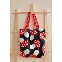 Poprat Desen Mavi Puantiyeli Bez Plaj Alışveriş Çantası Çok Renkli