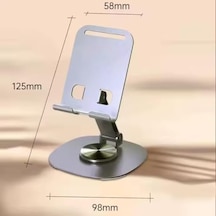 Metal 360 Dönebilen Ayarlanabilir Telefon Masa Üstü Standı Standart M-360 Üst Kısım Aşağı Yukarı Ve Alt Kısım Sağa Sola 360 Derece Dönerli Uzay Grisi Acı Kahverengi