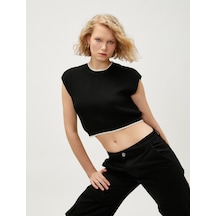 Koton Crop Süveter Bisiklet Yaka Siyah 3sak20004ht 3SAK20004HT999 Siyah