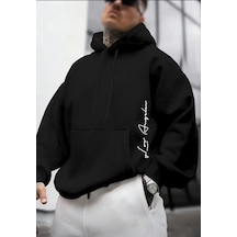 Blackjack Giyim Jus Baskılı Oversize Erkek Cepli Sweatshirt Siyah