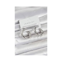 Gümüş Renk Pirinç Halka 25 Mm Kadın Küpe Tj-bkp11758 Evimdeyokyok