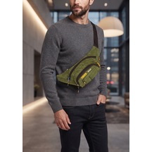 Newish Polo Unisex Haki Su Geçirmez Usb Ve Kulaklık Girişli Bel Ve Omuz Çanta Freebag Haki - Erkek Bel Çantası Yeşil - Kamuflaj