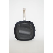 Bonera Titanyum 28cm Izgara Grill Tava - Siyah Gold Altın - Siyah