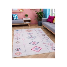 Modern Etnik Kilim Pastel Renkli Geometrik Desen Kaymaz Dokuma Taban Çok Renkli Çok Renkli