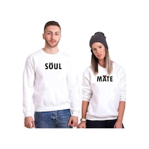 Tshirthane Soul Mate Sevgili Kombinleri Unisex Sweatshirt (528219274) Kırık Beyaz