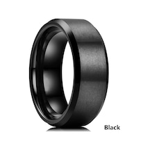 Siyah Klasik Takı Aksesuarları 8mm Paslanmaz Çelik Erkek Yüzük Erkekler İçin Fırçalanmış Yüzey Eğimli Kenar Yüzükler 13 Siyah