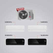 Arçelik 1+4 Multi Sistem 36100 MD Pro Dış Ünite 2 Adet 9 BTU Beyaz + 12 BTU Siyah + 18 BTU Siyah İç Üniteler Duvar Tipi Klima