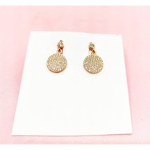 Oriental Kuyumculuk Jewellery Taşlı Rose Gümüş Küpe Pembe