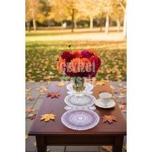 Dantel Detaylı Oval Runner 115x35cm Diğer