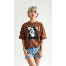 Uyguntarz Mona Lisa Baskılı Tasarım Tshirt Kahverengi