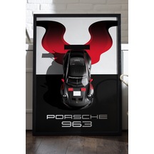 Porsche 939 Siyah Ahşap Çerçeveli Poster, Dekoratif Araba Duvar Tablosu