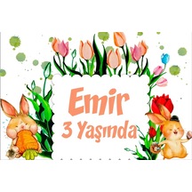 Tavşanlar Temalı Doğum Günü Afişi -1 50x70 Cm