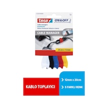 Kablo Toplayıcı, On & Off Cırt Bant, Beyaz/siyah/mavi/kırmızı/sarı, 12mmx20cm