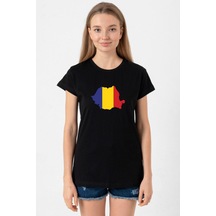 Euro 24 Romania Siyah Kadın Tshirt SIYAH