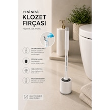 Tuvalet Fırçası Seti Silikon Deterjan Hazneli Yeni Nesil Klozet Wc Deterjanlı Temizlik Fırçası Krom