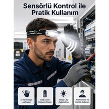 Sensörlü Kamp Lambası Ayarlanabilir Kafa Lambası Kafa Bantlı Siyah 34031148