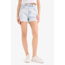 Defacto Mom Fit Yüksek Bel Katlamalı Paça Jean Şort E0521ax25smnm39 Mavi