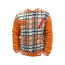 Kız Çocuk Yazı Desenli Cepli Oversize Kolej Hırka Turuncu