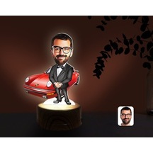 Kişiye Özel Erkek Patron Karikatürlü Dekoratif 3D Biblo Led Işıkl (481495917)