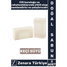 Bitkisel Organik %100 Doğal Saç Yüz Vücut El Kullanım Cilt Kuruluğuna Etkili Sabun Keçi Sütü 3 Adet