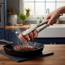 Deconox Mutfak Maşası Yemek Izgara Salata Barbekü Kızartma Maşası, Isıya Dayanıklı Paslanmaz Çelik Saplı Sili