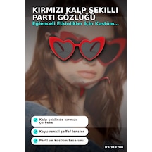 Kırmızı Kalp Şekilli Parti Gözlüğü 15x5 Cm 40 Adet Toplu Kullanımlık Plastik Bx-313700 +0