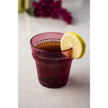 Akrilik Mürdüm 6'lı Kısa Bardak & Su Meşrubat Kahve Yanı Bardağı 300 Ml Cam Değildir Mürdüm