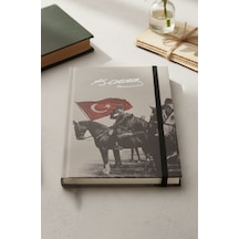 Atatürk Tarihsiz Ajanda Kuşe Kapak 1 Adet Atatürk Modalist Çizgili Defter Lastikli 14x20 Cm Günlük Planlayıcı Ajanda Gümüş