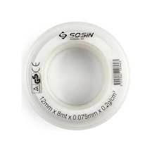 Sosin 8 Metre Ptfe Tesisat Sızdırmazlık Malzemesi - 12mm Genişlik - Musluk, Batarya Ve Boru Dişlisi Sızdırmazlık Ekipmanı - Profesyonel Tesisatçı Tipi Yalıtım Ürünü 2 Adet