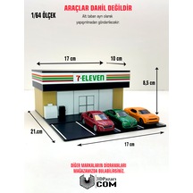 3d Baskı 1/64 Ölçekli 7 Eleven Bina Tasarımlı Diorama Araç Sergileme Garajı