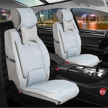 Ford Fusion Uyumlu Lüks Deri Oto Koltuk Kılıfı Ön Arka Takım Açık Gri Fs