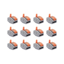 12 Adet Pct-213 Awg 28-12 3lü Hızlı Kablo Birleştirici