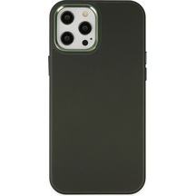 Ilkeshop Newface Apple iPhone Uyumlu 12 Pro Max Kılıf Asya Deri Silikon - Koyu Yeşil