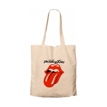 The Rolling Stones Logo Krem Fermuarlı Bez Çanta Gabardin