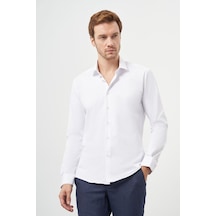 Morven Erkek Beyaz Basic Slim Fit İtalyan Yaka Gömlek 25mc004008600 Beyaz Beyaz