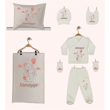 Pia Baby Gl 1941-06 İsme Özel Yastık Battaniye Zıbın Set Krem