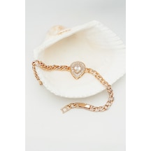 Caisya Vip Seri Altın Kaplama Xuping Damla Model Baget Taşlı Gurme Zincir Bileklik 19,5 CM Rose Gold