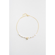 İncili 18 Ayar Sarı Altın Kaplama 26 Cm Gümüş Minimal Bileklik Altın Kaplama