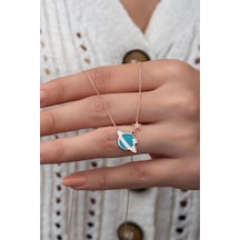 Papatya Silver Mini Gezegen Kolye Mavi Mine Dolgulu Rose Altın Kaplama 925 Ayar Gümüş UVPS100860
