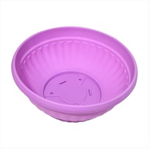 Büyük Geniş Mor Lila 33 Cm Çapında Yuvarlak 10 Cm Derin Tahliye Delikli Tabaklı Salon Balkon Aranjman Saksısı İç Dış Mekan