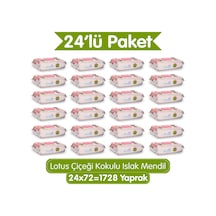 Lotus Çiçeği Kokulu Islak Mendil 1728 Yaprak (24x72 Koli - Yumuşak Dokulu %0 Alkol