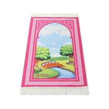 İsme Özel Çocuk Seccadesi Köprü - Pembe 82 45 Cm 110 Gr - Tesbih Hediyeli Çok Renkli
