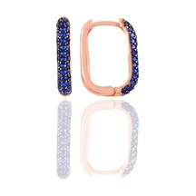Gümüş Rose Safir Taşlı Trend Küpe.
