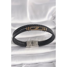 Mey İthalat 316l Çelik Gold Renk Kanat Aksesuarlı Siyah Burgu Model Deri Kordon Erkek Bileklik - Özel Seri Meyeb67ee751464deba2bfe070ddb